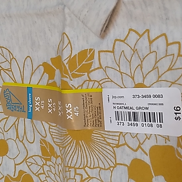 Thereabouts Tshirt Girks size XXS  4/5 Grow with the Flow in Gray long sleeve - Picture 5 of 7